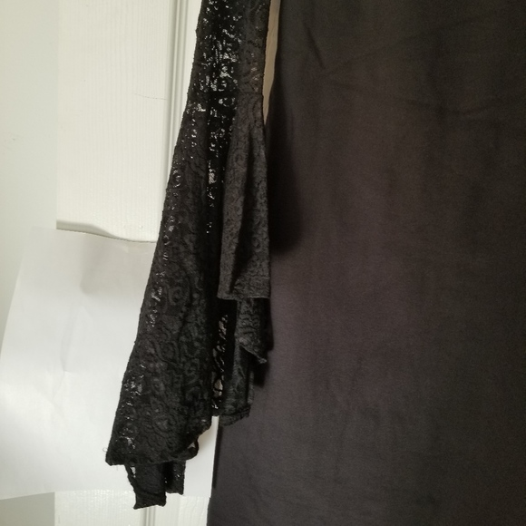 Vince Camuto Bell Sleeve Lace Ponte Dress Black - Picture 8 of 8